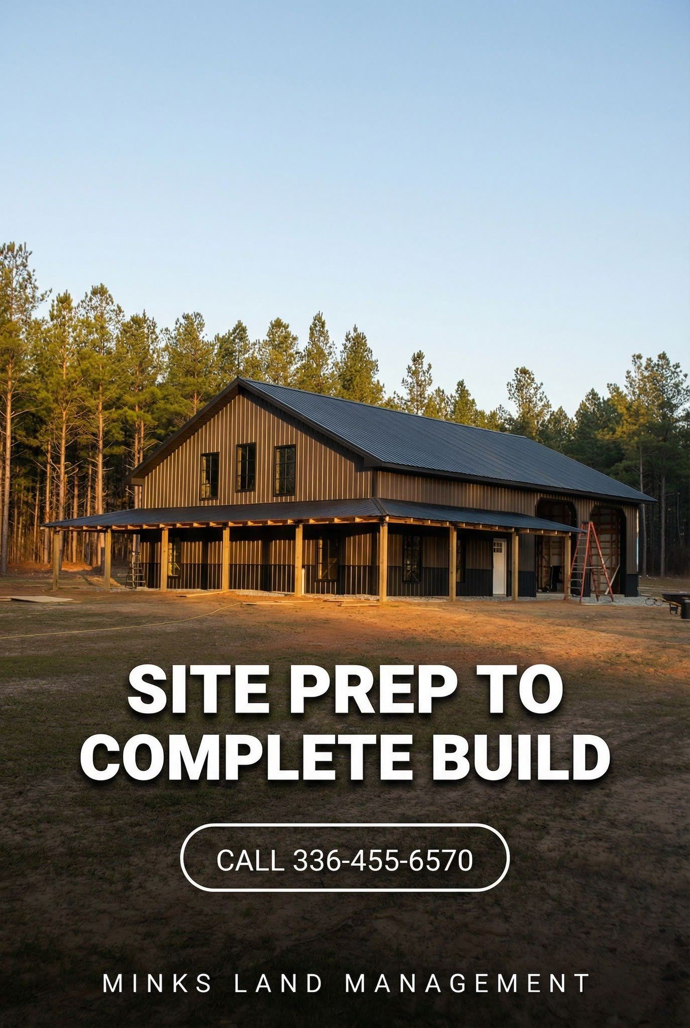 Prepared site progressing into a completed building project
